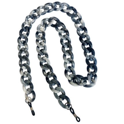 Chainette de lunettes marbrée noire et grise à maillons épais