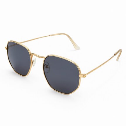 Lunettes de soleil dorées à forme géométrique