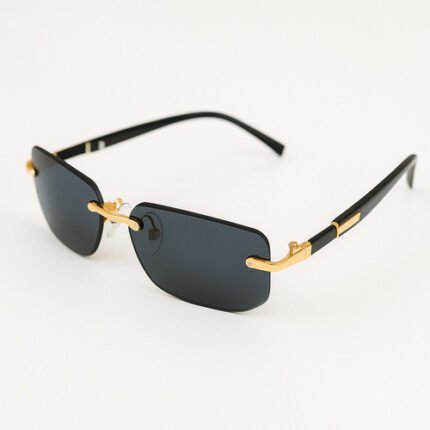 Lunettes de soleil rectangulaires noir et or
