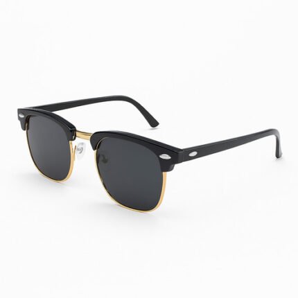 Lunettes de soleil noires à bordure dorée